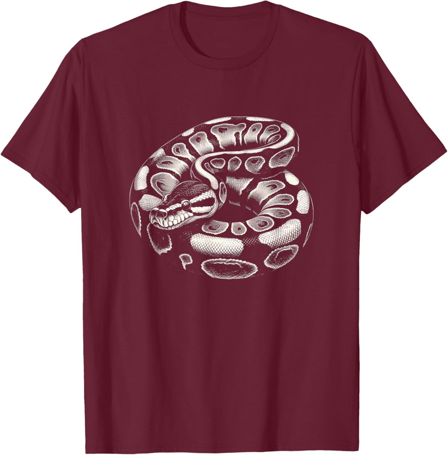 Ball Python Snake Graphic Art Design T-Shirt - T-Shirt | Maroon
