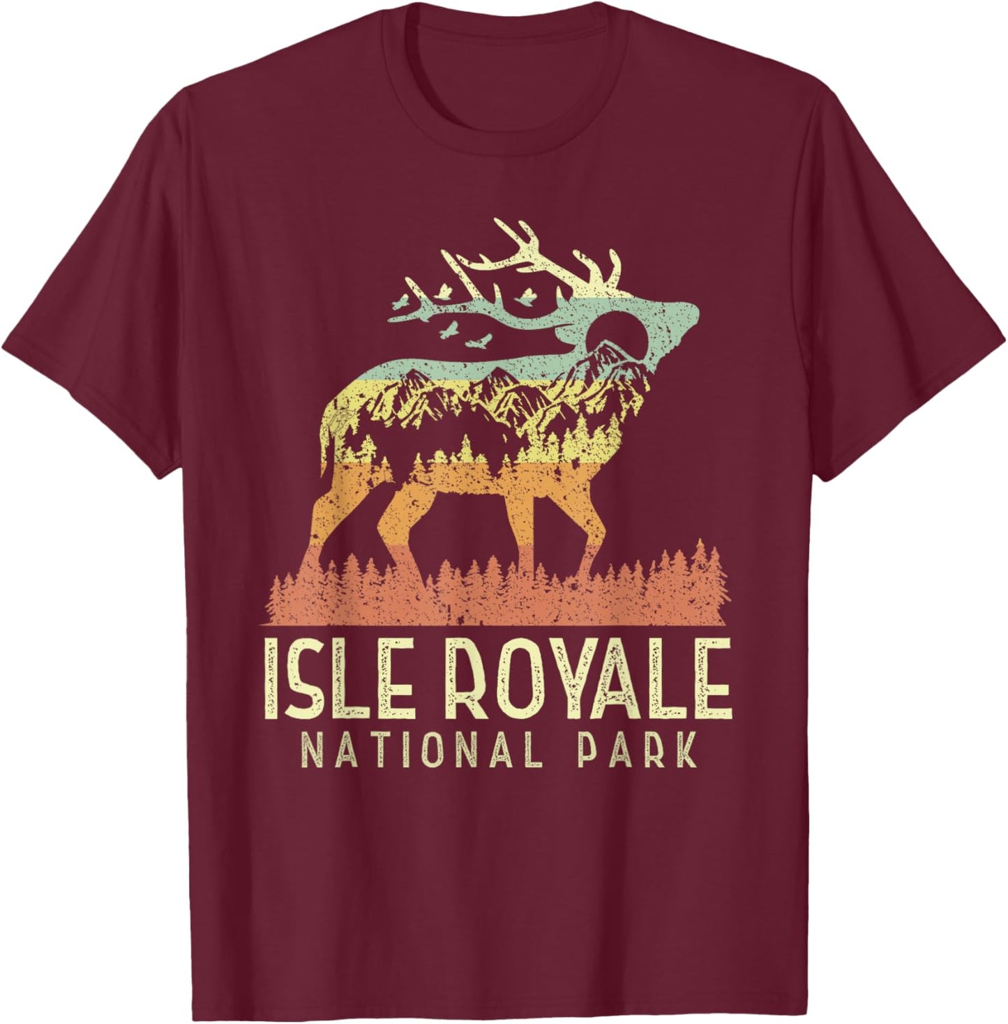 Isle Royale - US National Park Vintage Men Women Kids Retro T-Shirt - T-Shirt | Maroon