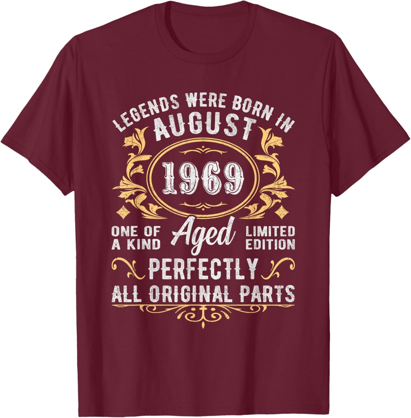 Legenden August 1969 Geboren Jahrgang 1969 Geburtstag T-Shirt - T-Shirt | Maroon