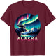 Alaska Northern Lights Aurora Viewing Alaska Vacation Moose T-Shirt - T-Shirt | Maroon