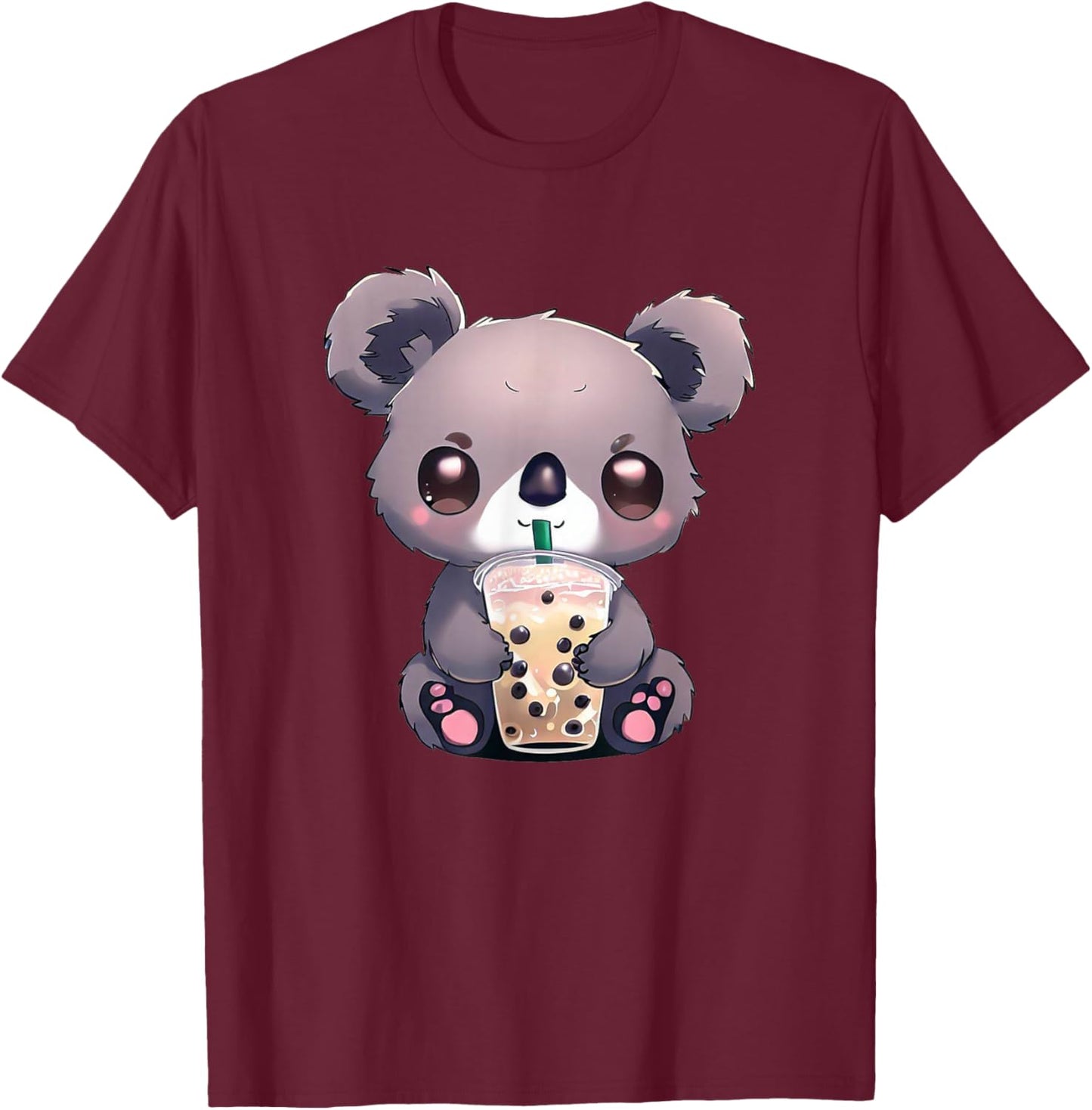 Kawaii Koala Boba Bubble Tea Cute Animal Lover Boys Girls T-Shirt - T-Shirt | Maroon