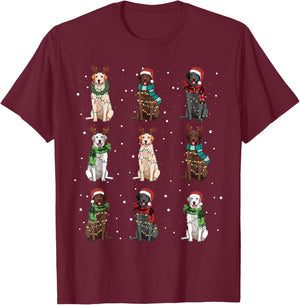 Christmas Lights Labrador Dog Lover Funny Xmas Dogs PJ Gifts T-Shirt - T-Shirt | Maroon