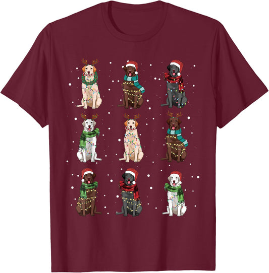 Christmas Lights Labrador Dog Lover Funny Xmas Dogs PJ Gifts T-Shirt - T-Shirt | Maroon