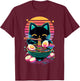 Anime Cat Eating Ramen Japanese Ramen Cat Japan T-Shirt - T-Shirt | Maroon