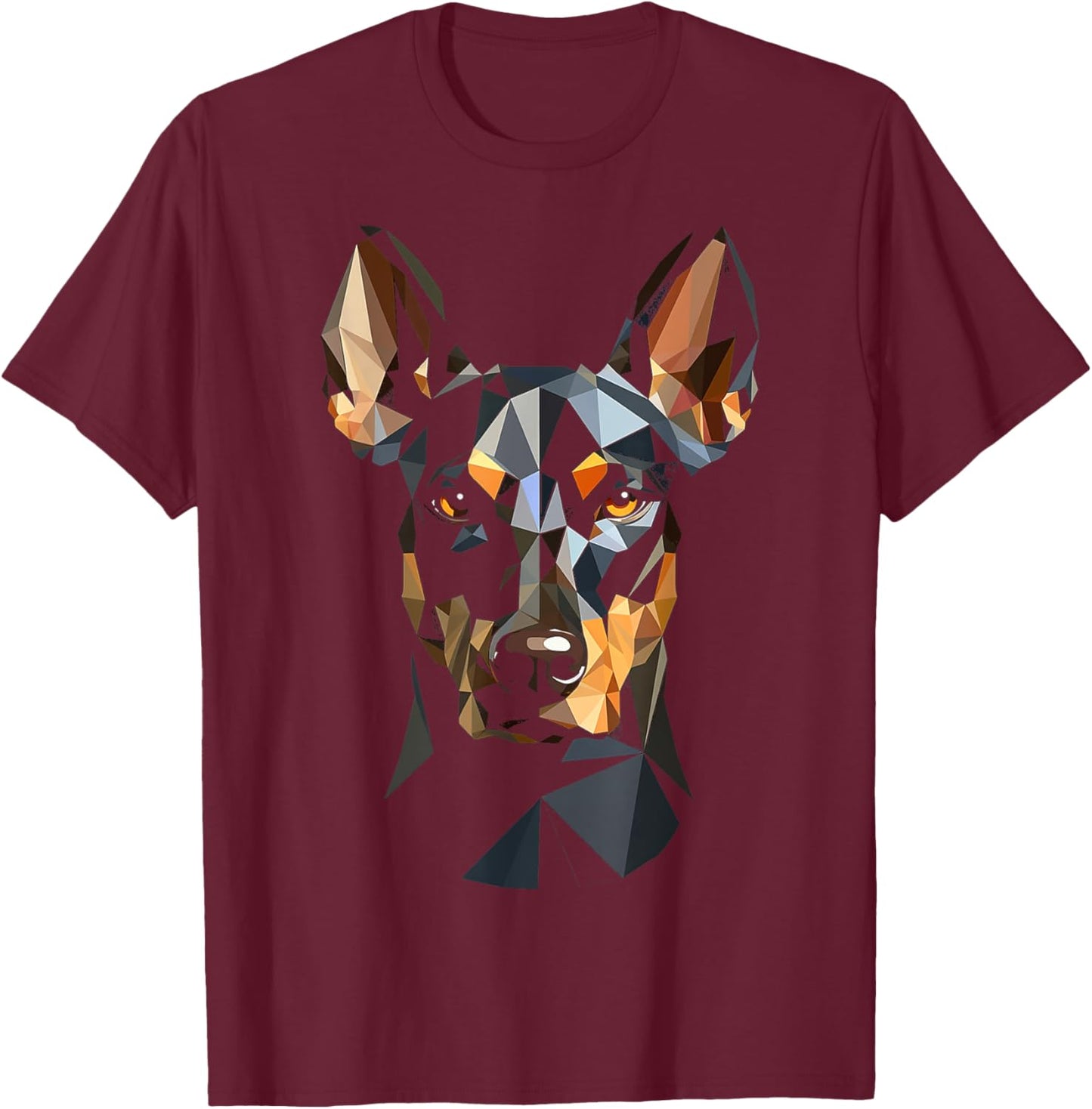 Doberman Motif Pet Art Dog Doberman T-Shirt - T-Shirt | Maroon