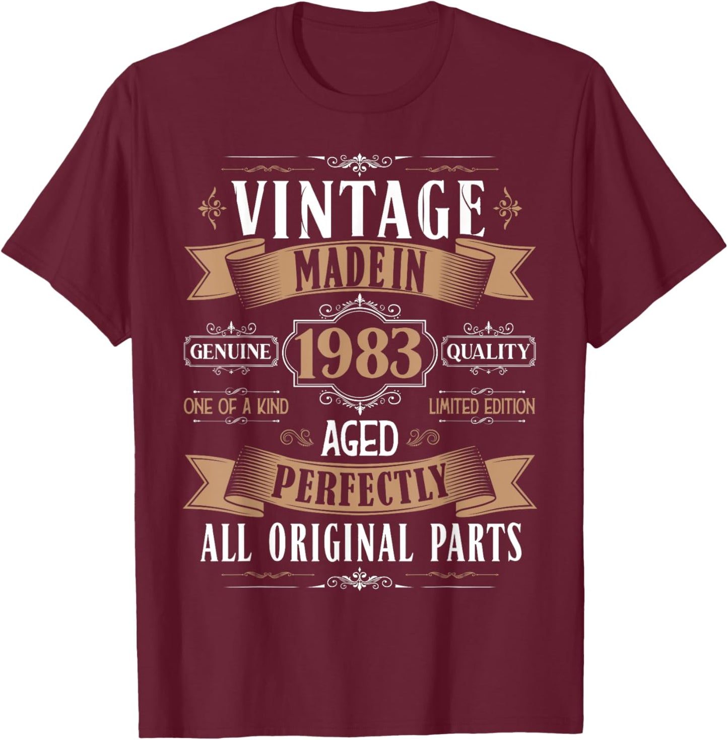Vintage 42nd birthday men Born 1983 42 years old Bday T-Shirt - T-Shirt | Maroon