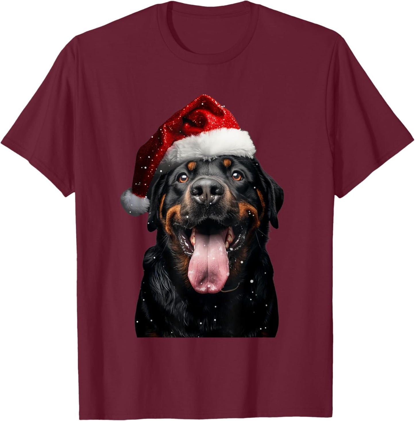 Christmas Dog Outfit Rottweiler Christmas Adult Black Small Graphic T-Shirt - T-Shirt | Maroon