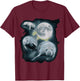 Three Manatee Howling At The Moon T-Shirt - T-Shirt | Maroon