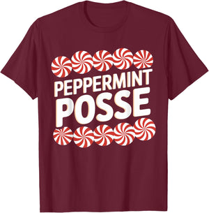 Peppermint Posse Festive Christmas Candy Theme Family Match T-Shirt - T-Shirt | Maroon