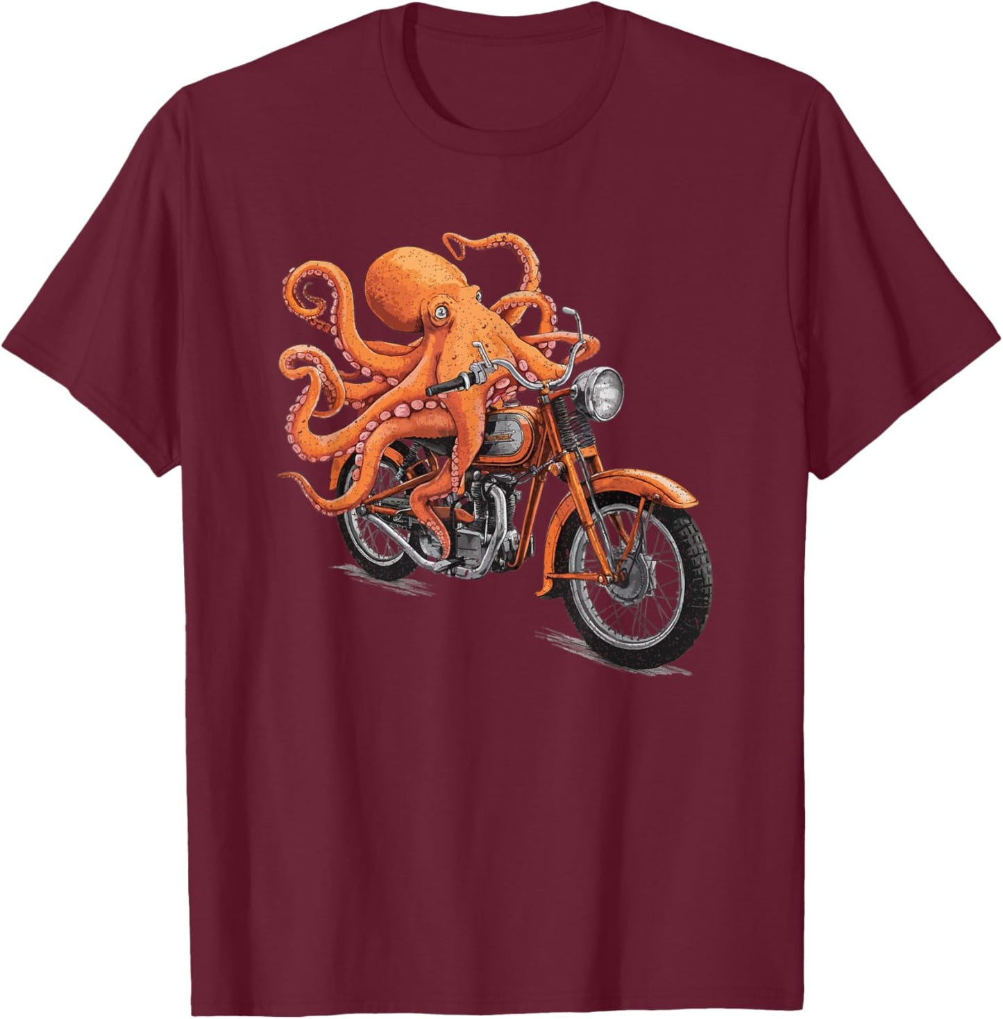 Octopus Riding vinage Biker Motorcycle T-Shirt - T-Shirt | Maroon