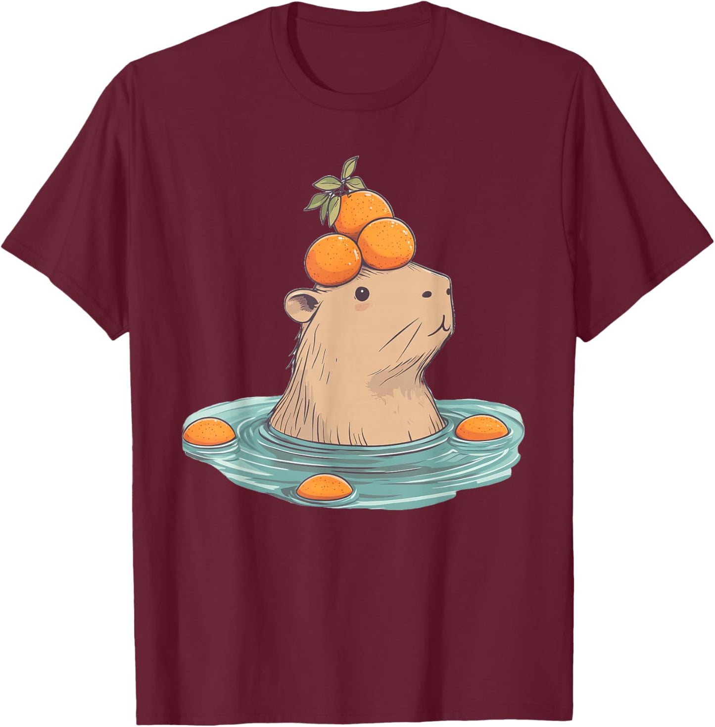 Capybara Orange T-Shirt - T-Shirt | Maroon
