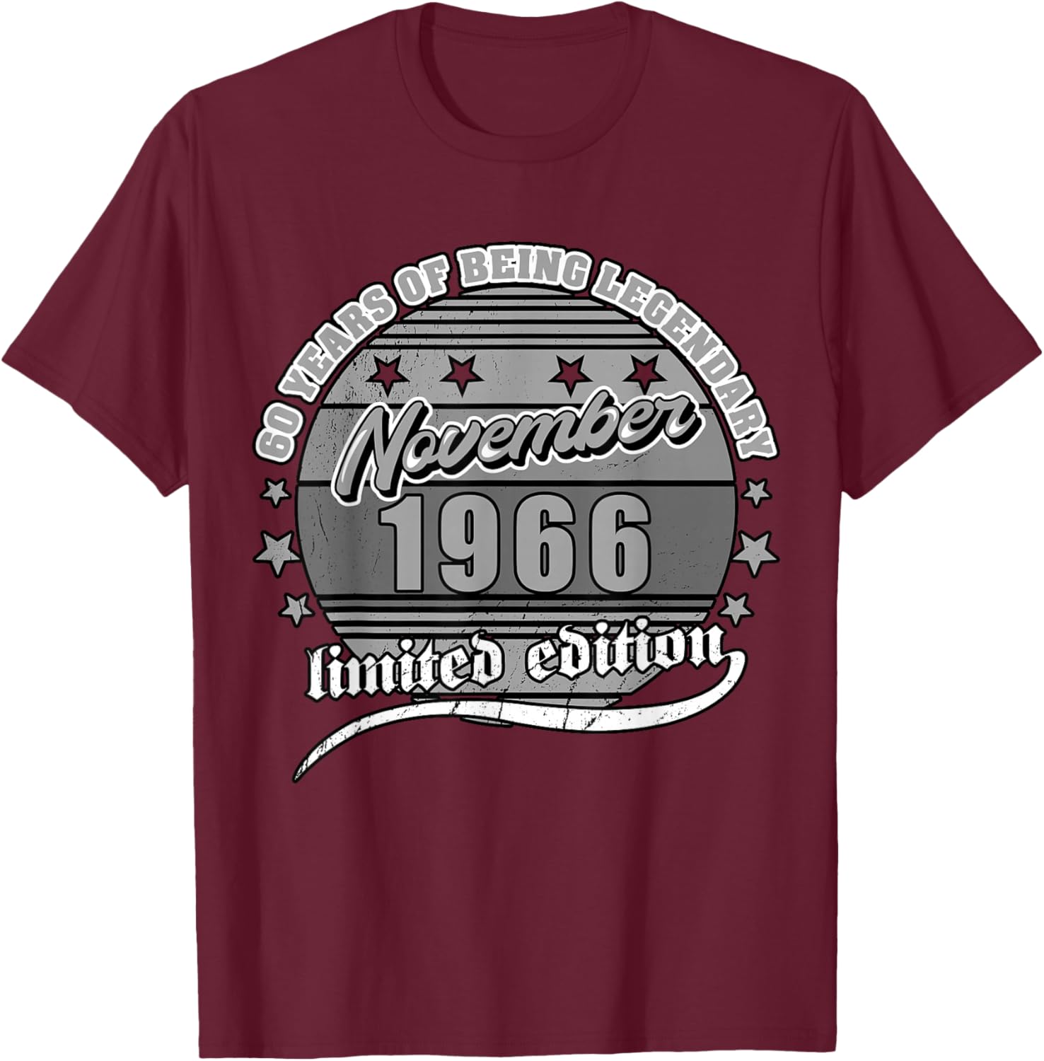 60. Geburtstag November 1966 Jahrgang 60 Jahre Legendary T-Shirt - T-Shirt | Maroon