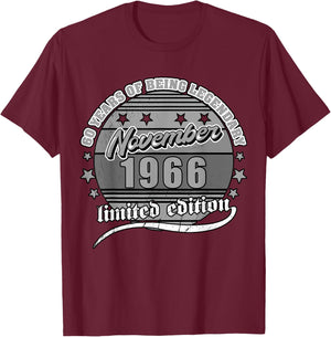 60. Geburtstag November 1966 Jahrgang 60 Jahre Legendary T-Shirt - T-Shirt | Maroon