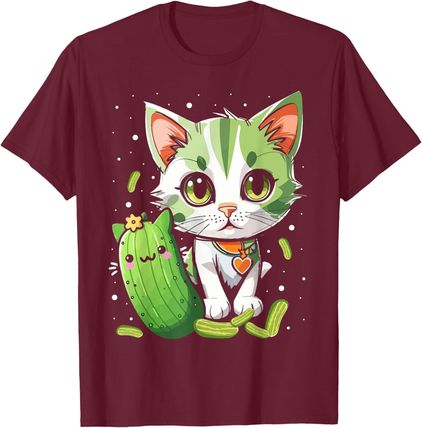 Funny Kittens vs Gherkin Pickle Cat Mom Lady T-Shirt - T-Shirt | Maroon