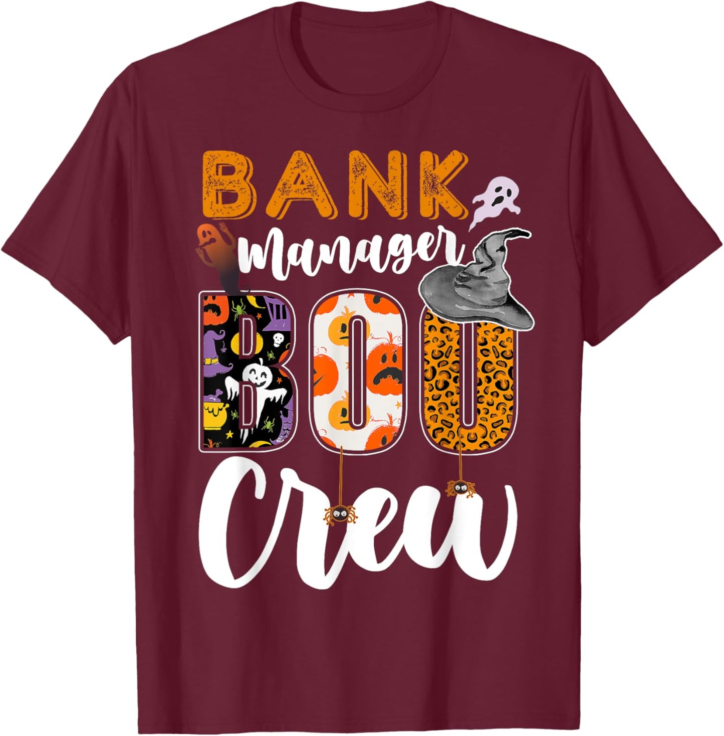 Bank Manager Boo Crew Halloween Matching Banker T-Shirt - T-Shirt | Maroon