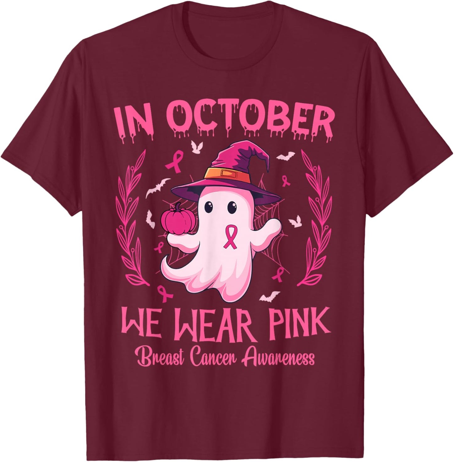 In October We Wear Pink Breast Cancer Awareness Women T-Shirt - T-Shirt | Maroon