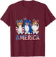 American 4th of July Dog Rough Collie Kids Men T-Shirt - T-Shirt | Maroon