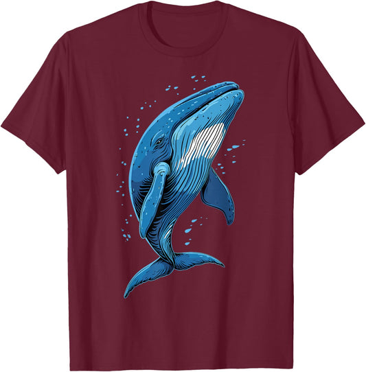 Blue Whale Whale Song Diver Whale T-Shirt - T-Shirt | Maroon