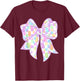 Funny Bunny Coquette Bow Rabbit Eggs Happy Easter Checkered T-Shirt - T-Shirt | Maroon