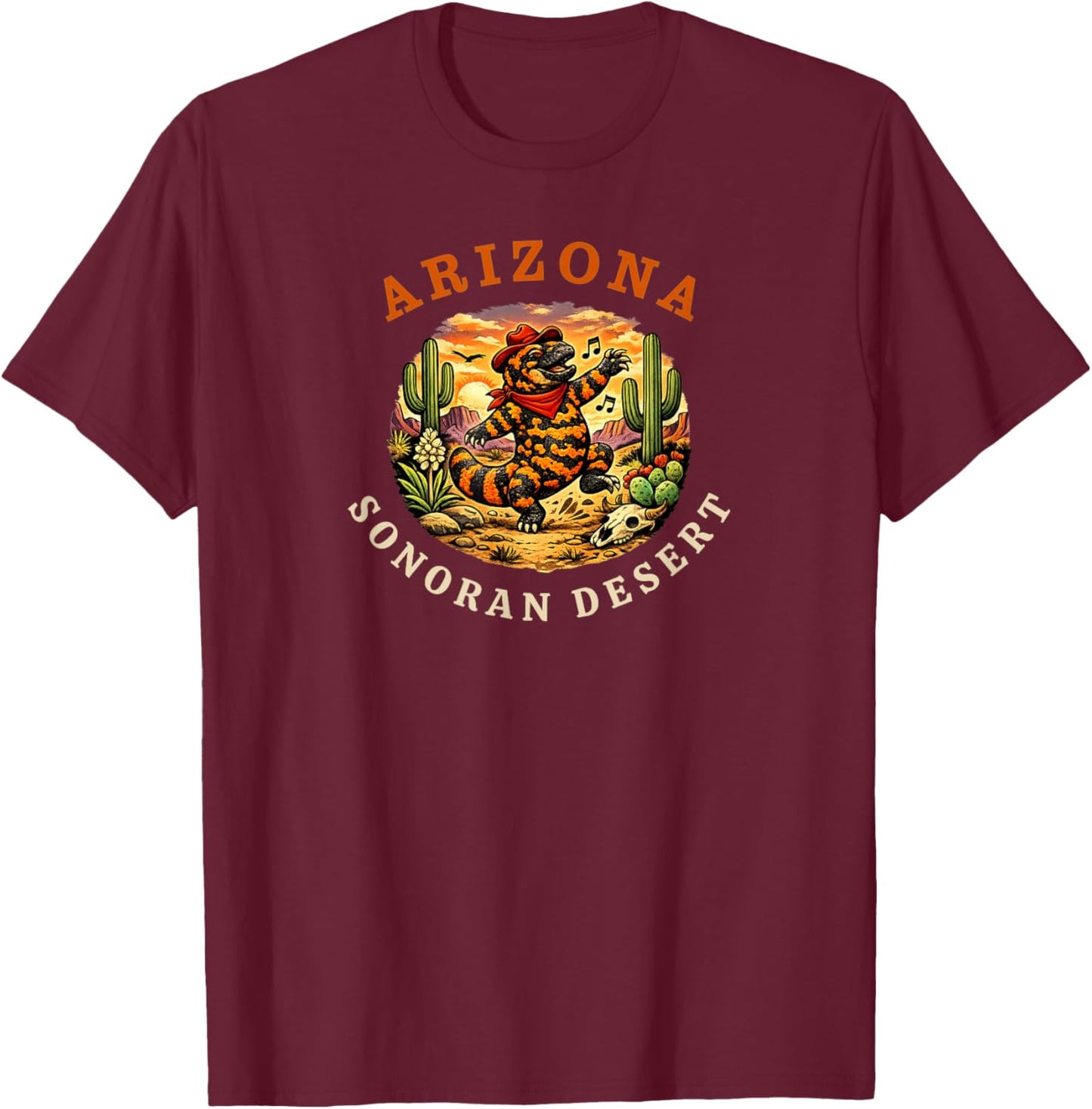 Arizona Sonoran Desert Dancing Gila T-Shirt - T-Shirt | Maroon