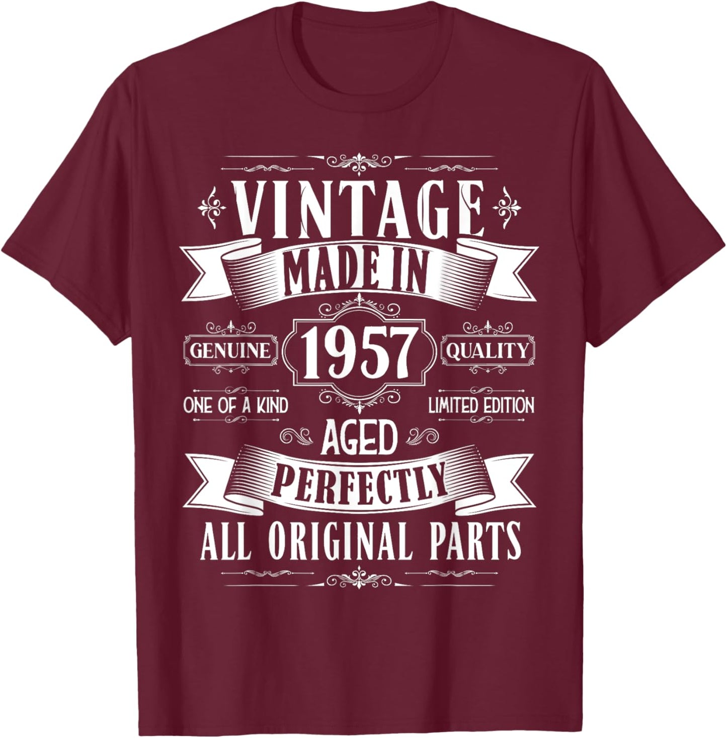 Vintage 68th birthday men Born 1957 68 years old Bday T-Shirt - T-Shirt | Maroon
