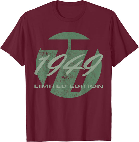 77th Birthday Man Woman 77 Years 1949 Funny Gift T-Shirt - T-Shirt | Maroon