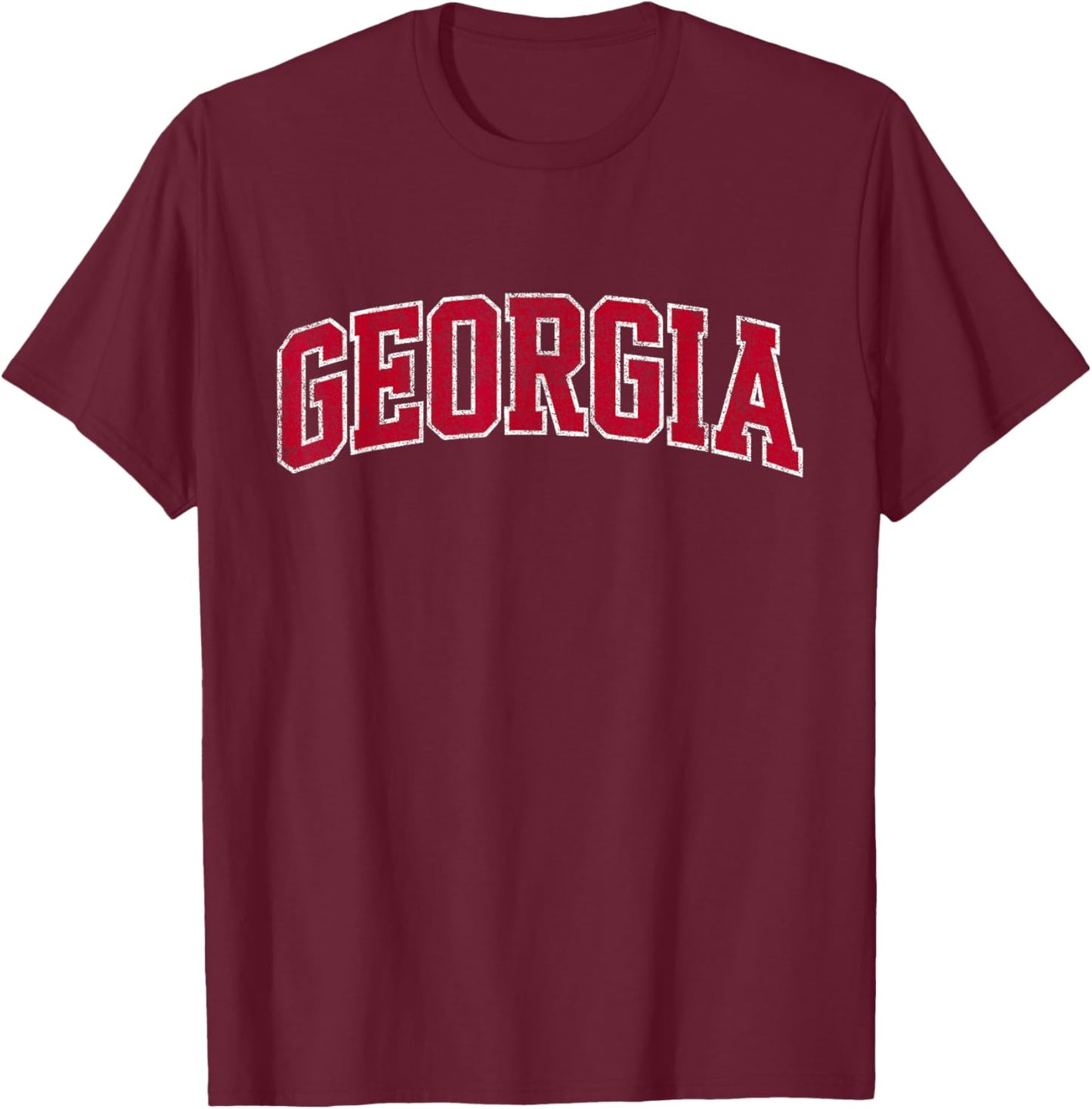 Georgia GA Vintage Athletic Sports Design Red Text T-Shirt - T-Shirt | Maroon