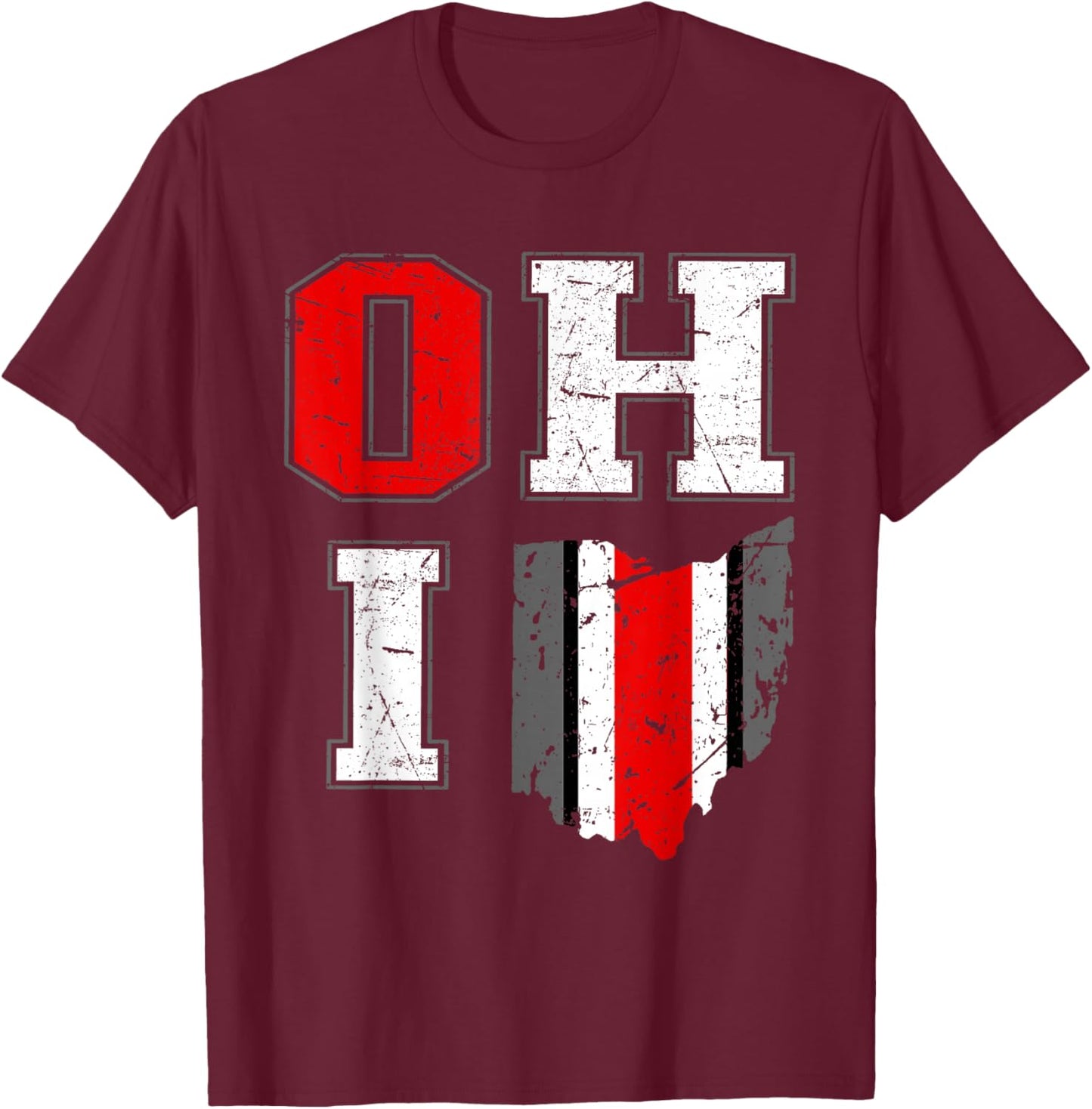 Vintage OHIO state of Ohio Map Women Men T-Shirt - T-Shirt | Maroon