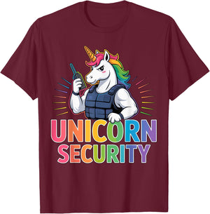 Unicorn Security Funny Matching Costume T-Shirt - T-Shirt | Maroon