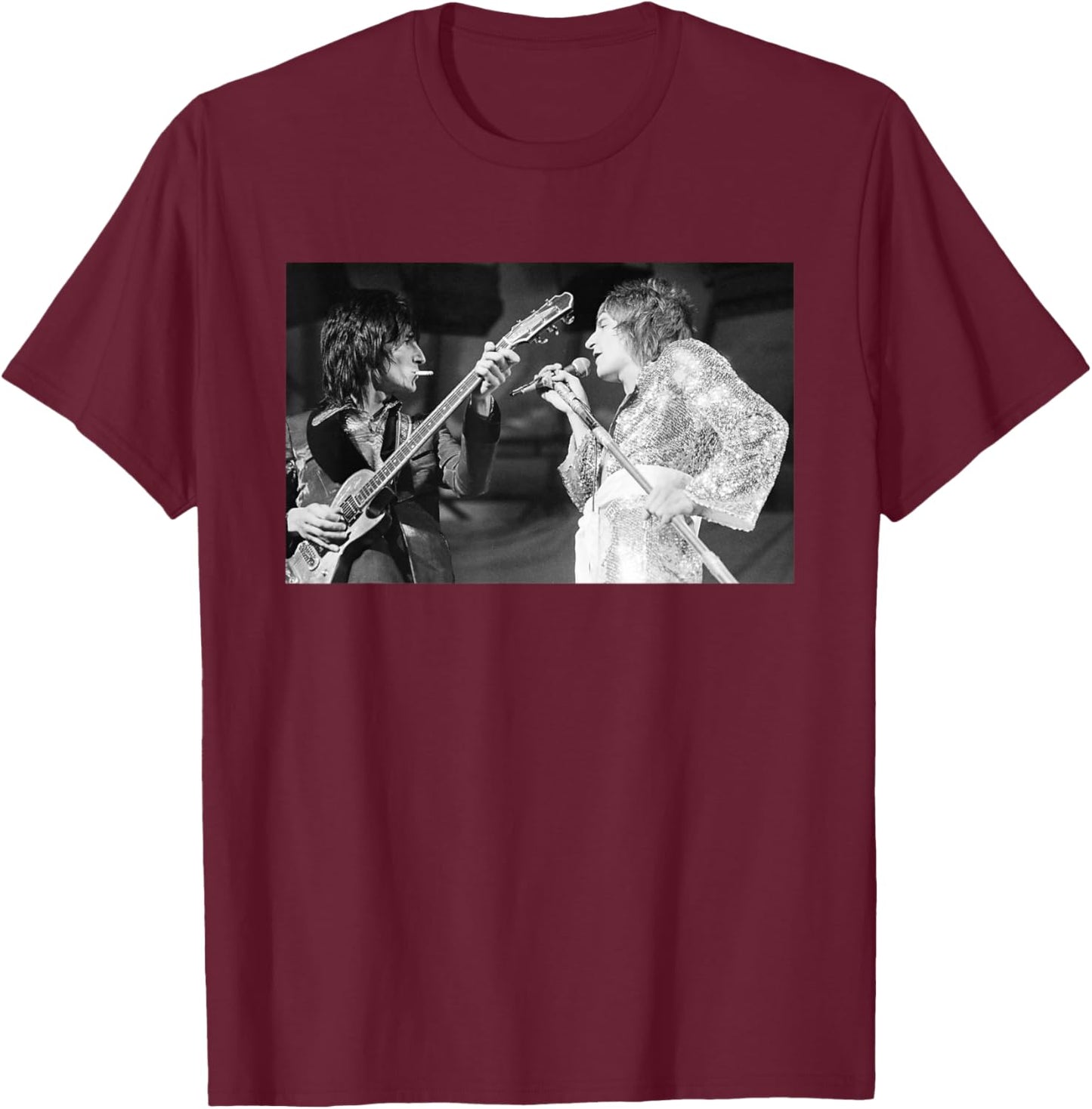 The Faces Ronnie Wood & Rod Stewart Reading Festival 1972 T-Shirt - T-Shirt | Maroon
