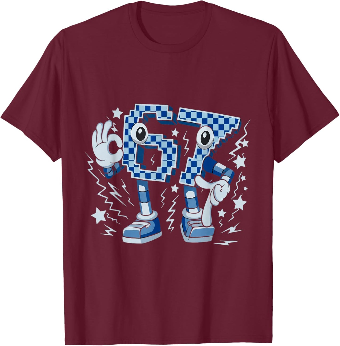 67 Six Seven 6-7 Brainrot T-Shirt - T-Shirt | Maroon