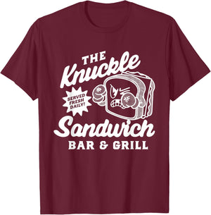 The Knuckle Sandwich Bar & Grill Fighting Joke Bar Humor T-Shirt - T-Shirt | Maroon