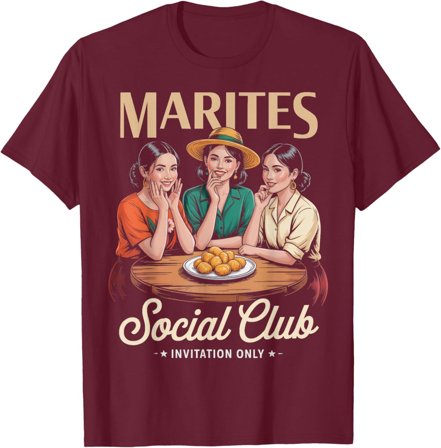 Marites Social Club Pinoy Pinay Filipino Country Philippines T-Shirt - T-Shirt | Maroon