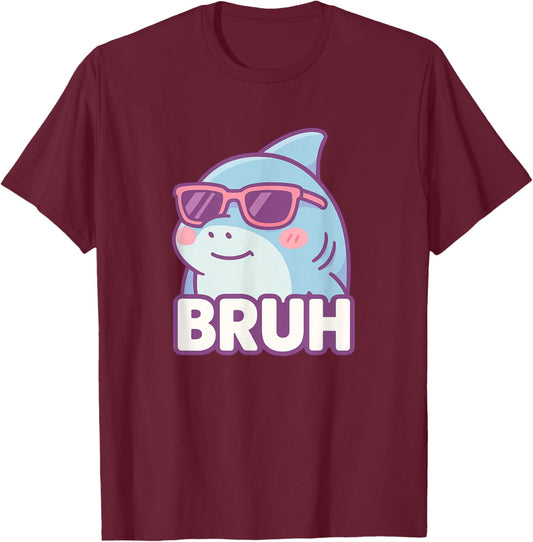 Funny Bruh Joke Bro Shark Lover Ocean Wildlife Humor T-Shirt - T-Shirt | Maroon