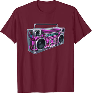 Boombox Old School Vintage Cassette Tape Retro T-Shirt - T-Shirt | Maroon