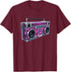 Boombox Old School Vintage Cassette Tape Retro T-Shirt - T-Shirt | Maroon