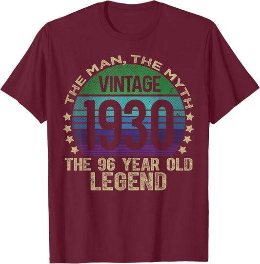 96 Year Old Gifts Vintage 1930 Limited Edition 96th Birthday T-Shirt - T-Shirt | Maroon