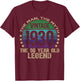 96 Year Old Gifts Vintage 1930 Limited Edition 96th Birthday T-Shirt - T-Shirt | Maroon