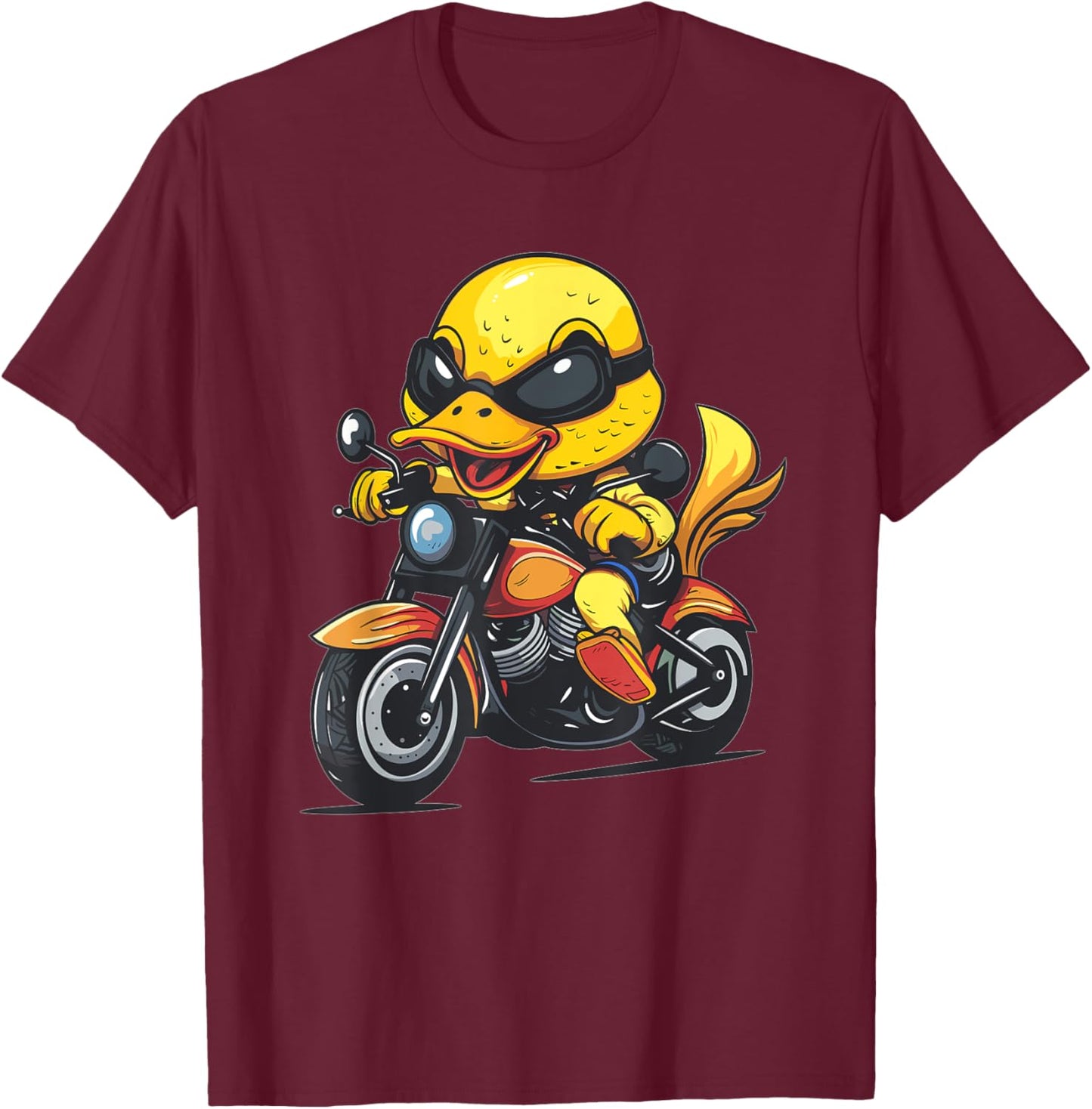 Cute Motorcycle Duck T-Shirt - T-Shirt | Maroon