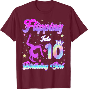 Kids 10th Birthday Girl Gymnastics 10 Year Old Gymnast Girl T-Shirt - T-Shirt | Maroon