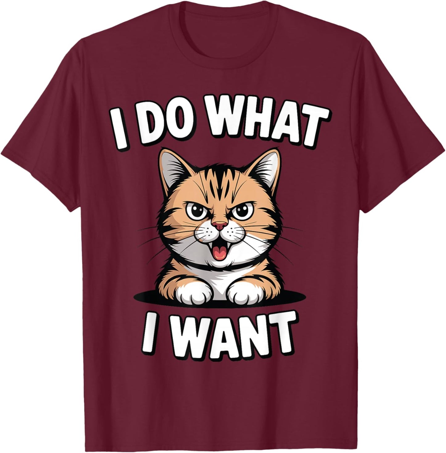 Hilarious Cat Meme Graphic for Everyday Laughs T-Shirt - T-Shirt | Maroon