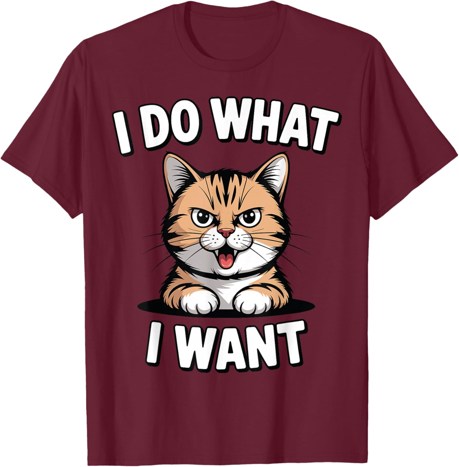 Hilarious Cat Meme Graphic for Everyday Laughs T-Shirt - T-Shirt | Maroon