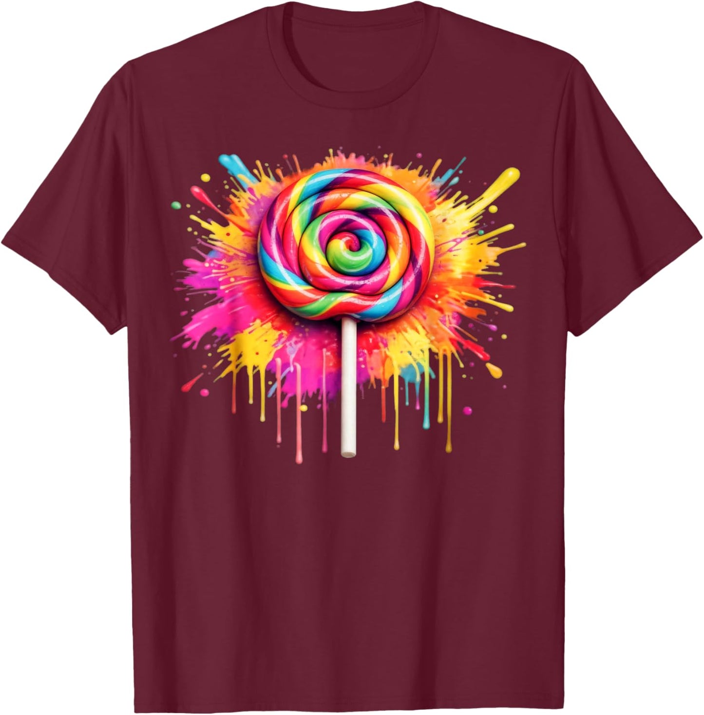 Candy Candy Costume Women's Carnival Lollipop Costume T-Shirt - T-Shirt | Maroon