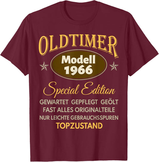 60th Birthday Man Woman 60 Years 1966 Decorative Gift Funny T-Shirt - T-Shirt | Maroon