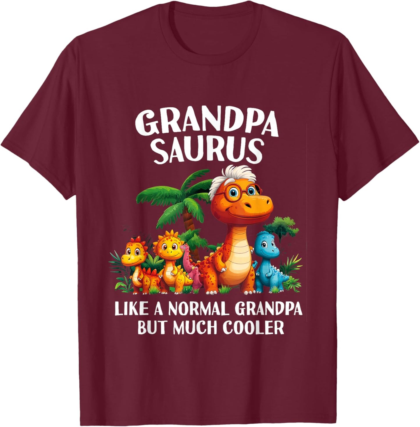 Grandpasaurus Grandpa Saurus Grandfather Men Matching Family T-Shirt - T-Shirt | Maroon