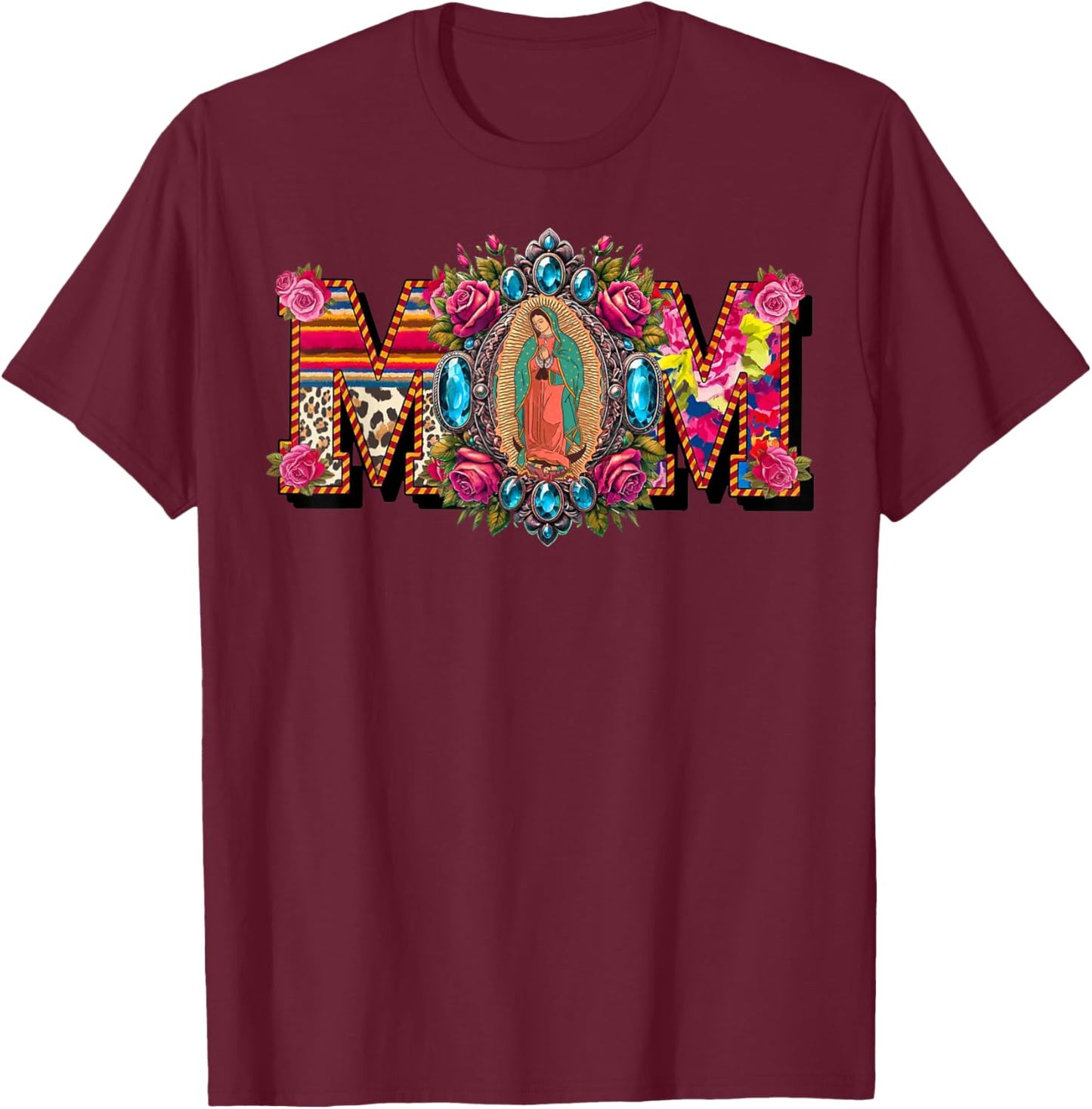 Heritage Mexican Mom Virgen de Guadalupe Mother's Day T-Shirt - T-Shirt | Maroon