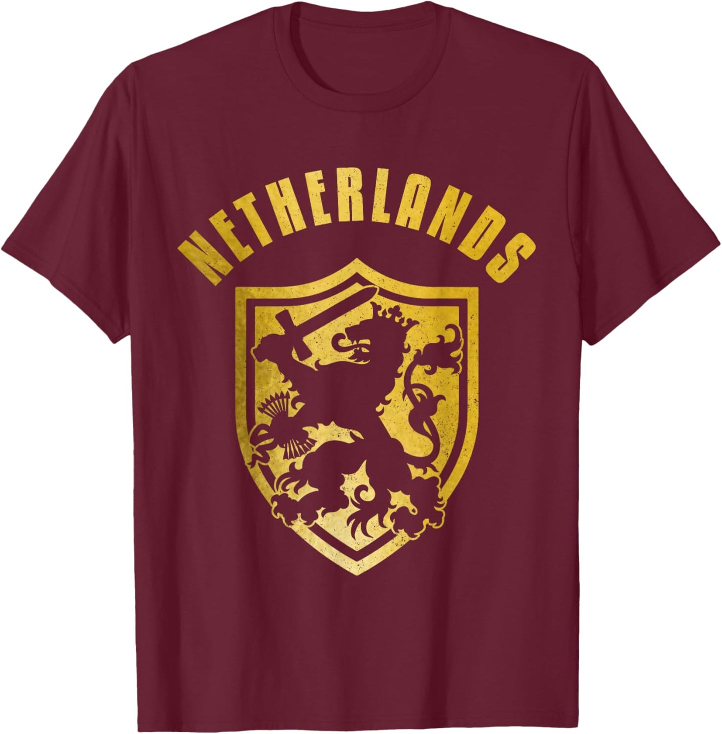 Nederland Netherlands Lion Dutch Holland Vintage T-Shirt - T-Shirt | Maroon