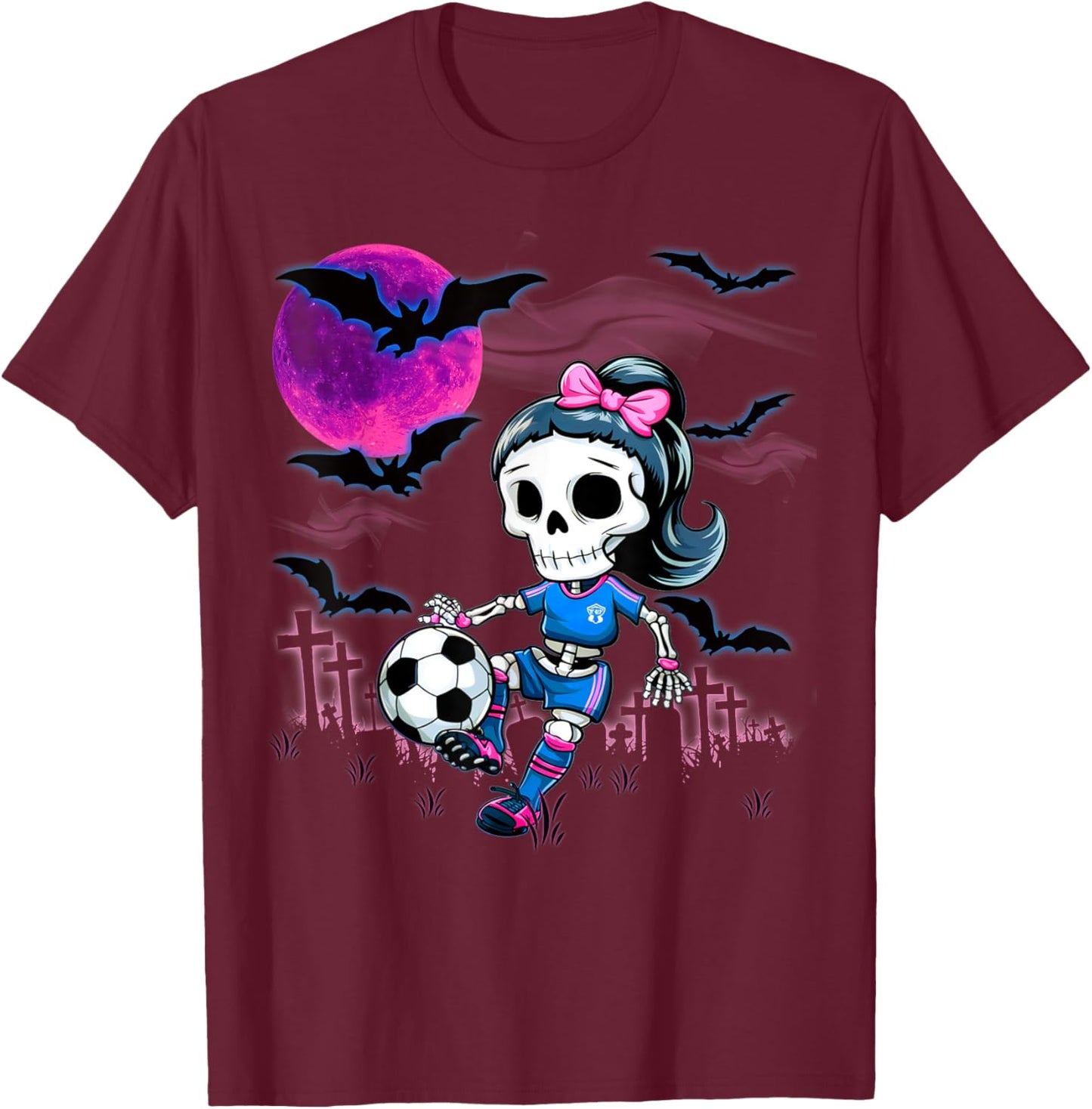 Halloween Soccer Ghouls Trick or Treat at the Soccer Field T-Shirt - T-Shirt | Maroon