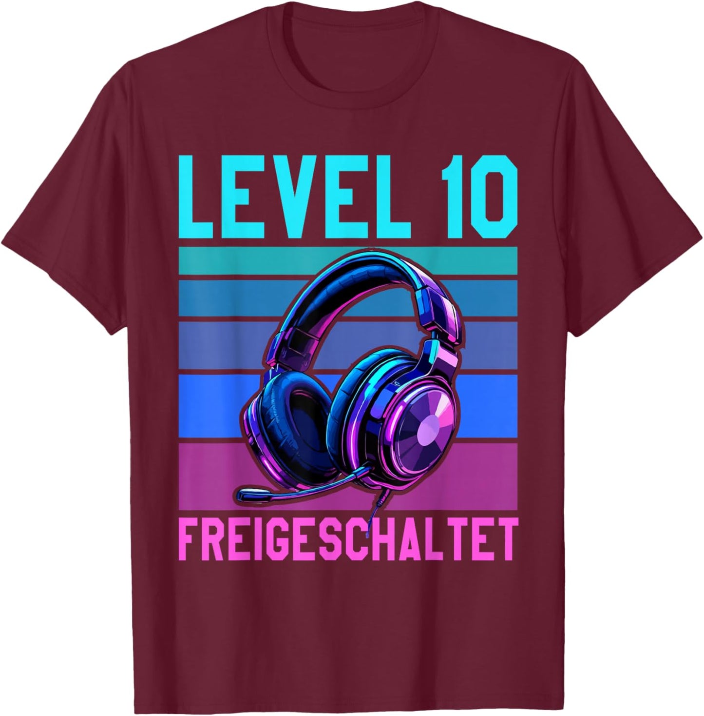 10. Geburtstag 2016 Junge Mädchen Gamer Level 10 Jahre T-Shirt - T-Shirt | Maroon