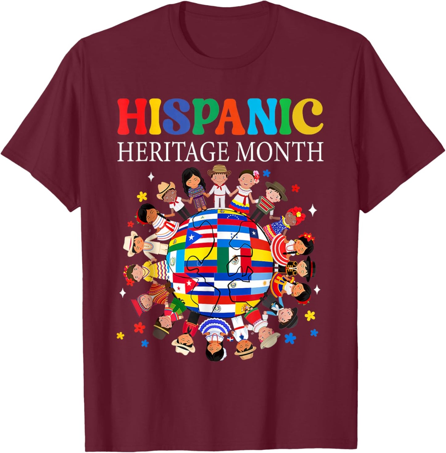 Hispanic Heritage Month Latino Puerto Rico Boys Girls Kids T-Shirt - T-Shirt | Maroon